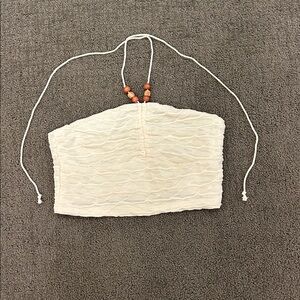 White Beach Bead Crop Top